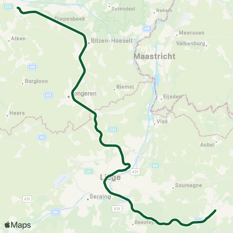 SNCB Aachen Hbf (de) - - Liège-Guillemins map