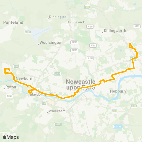 Stagecoach North East Newburn Rd / Sainsburys - Silver Fox Way / Procter / Gamble map