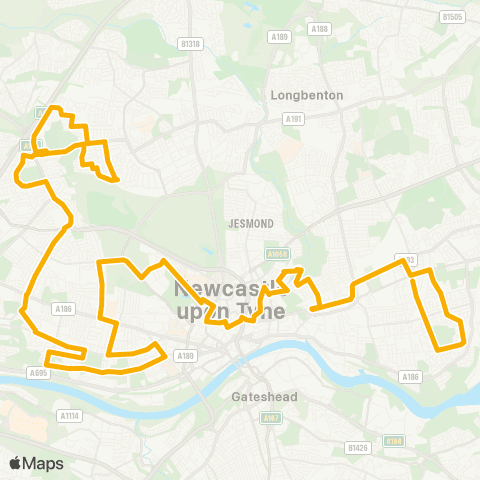 Stagecoach North East Kenton Ln / Hazeldene Av - Westbourne Av map