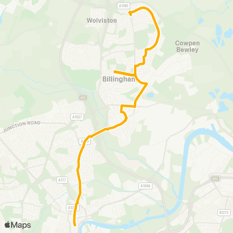 Stagecoach North East High Street Stand R - Herrington Road map