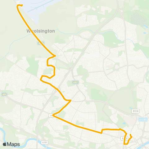 Stagecoach North East Newcastle Newgate St - Newcastle Airport Term map
