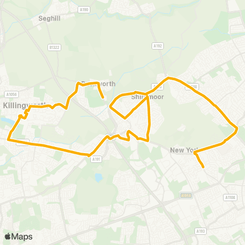 Stagecoach North East Billy Mill Ln-Whitehouse Ln - Sta Rd-Business Pk map