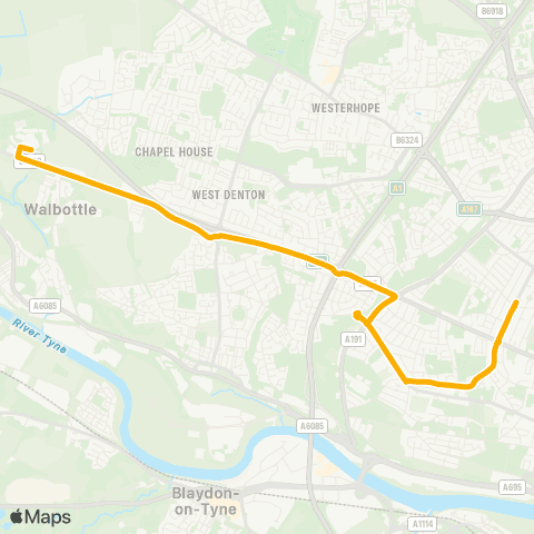 Stagecoach North East Two Ball Lonnen / Cedar Rd - Walbottle Academy map