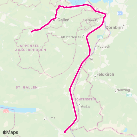 Schweizerische Südostbahn Rapperswil SG - Sargans map