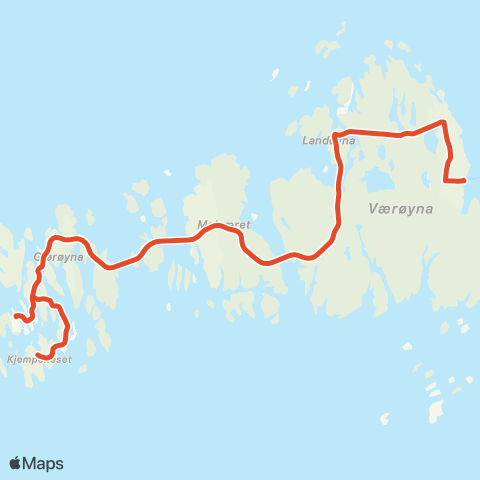 Skyss Hillersøy-Bulandet-Værlandet map
