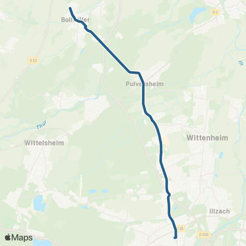 Soléa Bollwiller Elsass - Mulhouse Rattachement map