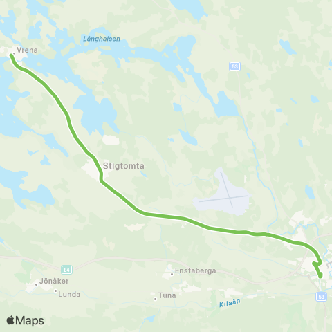 Sörmlandstrafiken Tängsta, Stigtomta—Nyköping Bussterminal map