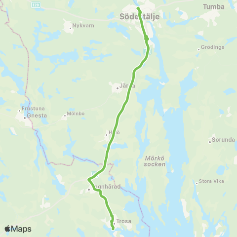 Sörmlandstrafiken Trosa Hamn—Södertälje Centrum map