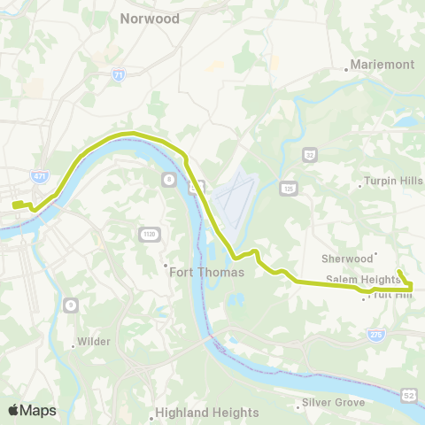 Metro SORTA Mt. Washington Commuter map