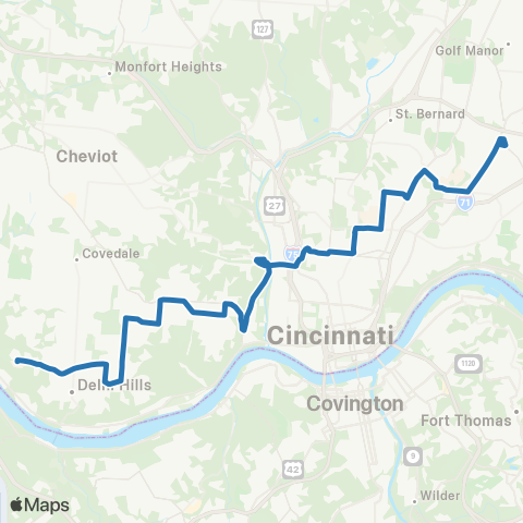 Metro SORTA Price Hill / Uptown map