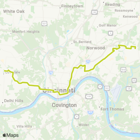 Metro SORTA Glenway / Madison map