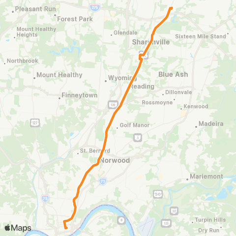 Metro SORTA Reading Road map