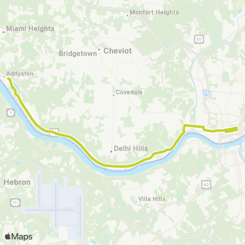 Metro SORTA River Road Commuter map