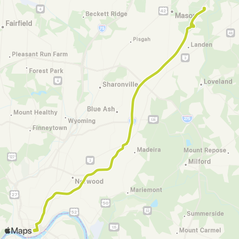 Metro SORTA Kings Island Express map