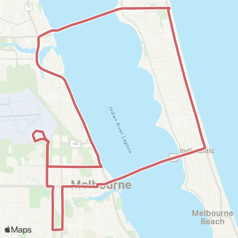 Space Coast Area Transit South Beach Connector map