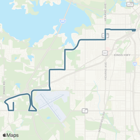 Sportran Greenwood / Pines Road map
