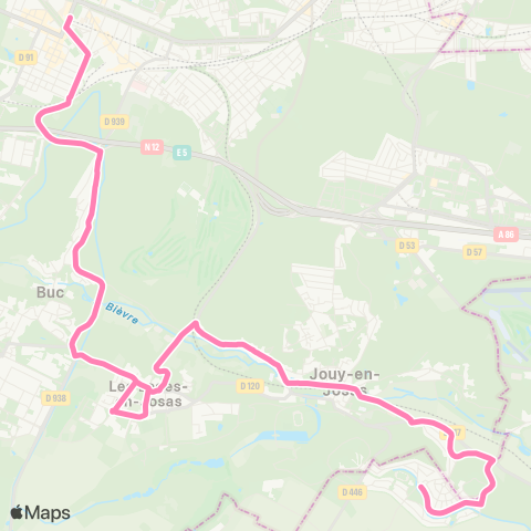 Île-de-France Mobilités Gare de Versailles Château Rive Gauche <>︎ Val d'Albian Villeras map