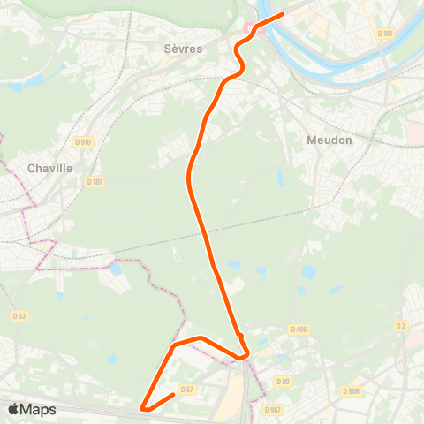 Île-de-France Mobilités La Cheminée <>︎ Pont de Sèvres map