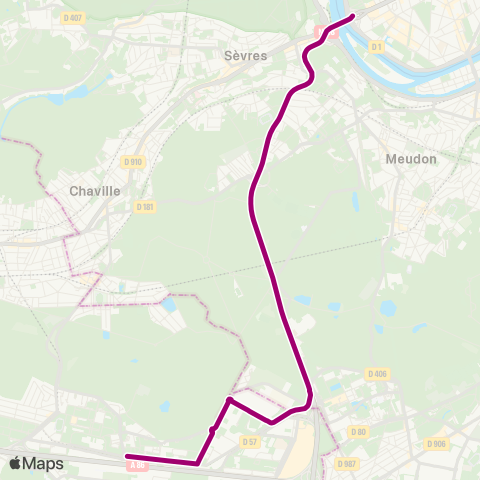 Île-de-France Mobilités Pont de Sèvres <>︎ Mairie de Vélizy map