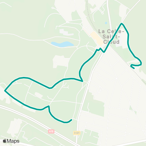 Île-de-France Mobilités Gare de la Celle St Cloud <>︎ Puits d'Angle map