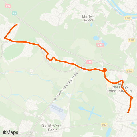 Île-de-France Mobilités Gare de Versailles / Rive Droite <>︎ Guitel Lecoq map