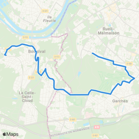 Île-de-France Mobilités Saint-Cucufa <>︎ Gare de Louveciennes map