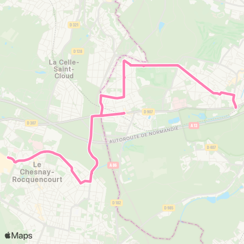 Île-de-France Mobilités Ctre comm. Parly 2 <>︎ Gare de Vaucresson map