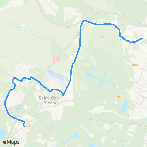 Île-de-France Mobilités Hôp. André Mignot <>︎ St-Quentin / Gare rout. Paul Delouvrier map