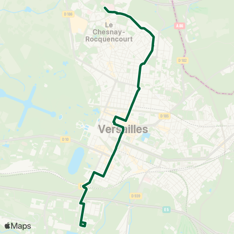 Île-de-France Mobilités Satory <>︎ Hôp. André Mignot / Accueil map