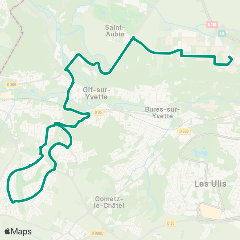 Île-de-France Mobilités Gare de Gif-s/-Yvette <>︎ Gare de Gif-s/-Yvette map