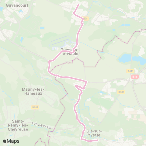 Île-de-France Mobilités Christ de Saclay <>︎ Gare de Gif-s/-Yvette RER map