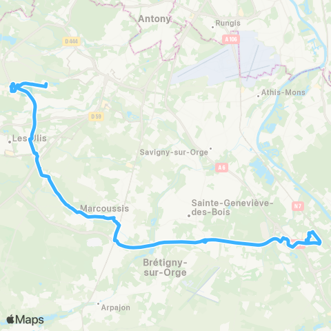 Île-de-France Mobilités Gare Routière <>︎ Polytechnique Vauve map