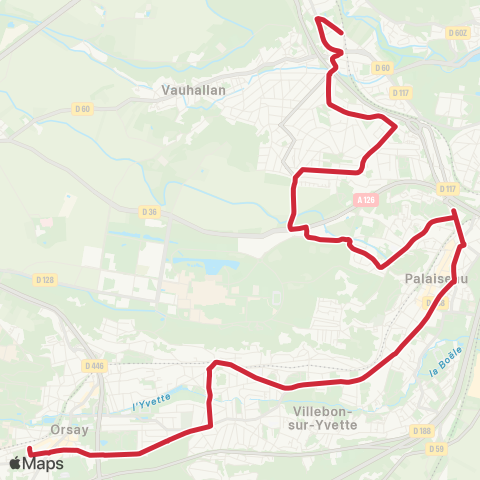 Île-de-France Mobilités Gare d'Orsay Ville <>︎ Gare d'Igny map