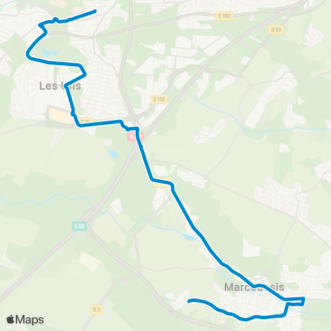 Île-de-France Mobilités Gare d'Orsay Ville <>︎ Chêne Rond map