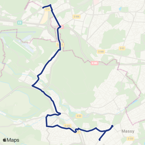 Île-de-France Mobilités Gare de Massy-Palaiseau <>︎ Vélizy 2 map