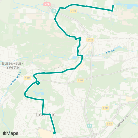 Île-de-France Mobilités Ctre comm. Ulis 2 / Aubrac <>︎ Polytechnique Vauve map