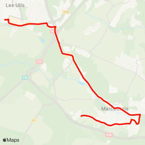 Île-de-France Mobilités Essouriau <>︎ Chêne Rond map