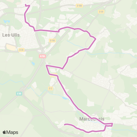 Île-de-France Mobilités Gare d'Orsay Ville <>︎ Chêne Rond map