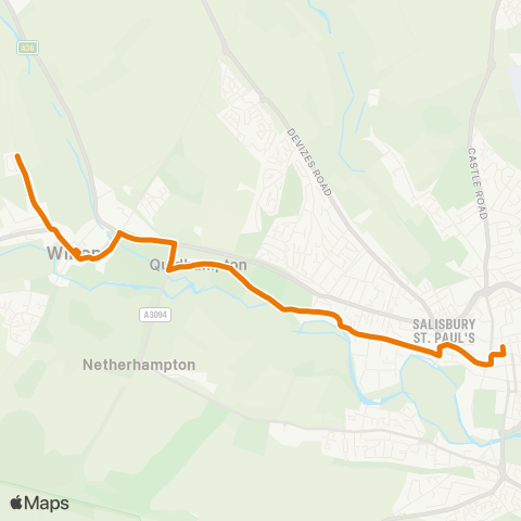 Salisbury Reds Elizabeth Road - Castle Street map