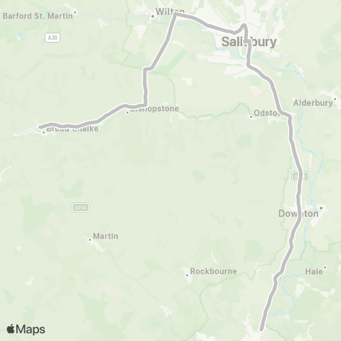 Salisbury Reds The Queens Head - Burgate School Layby map