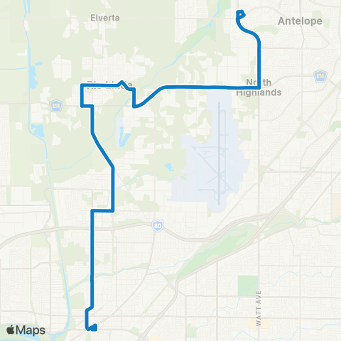 SacRT Rio Linda map