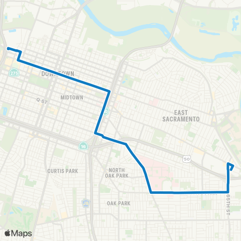 SacRT Tahoe Park map