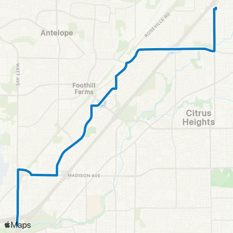 SacRT Hillsdale map