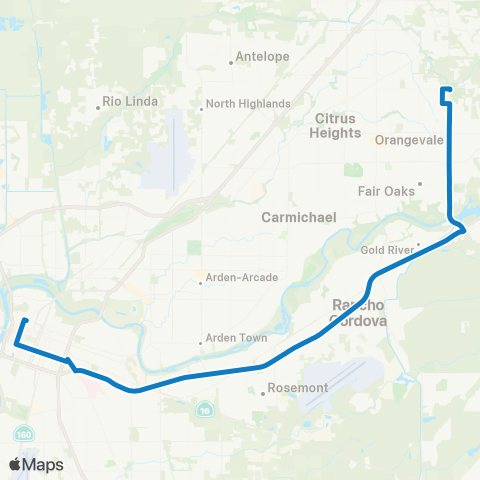SacRT Hazel Express map