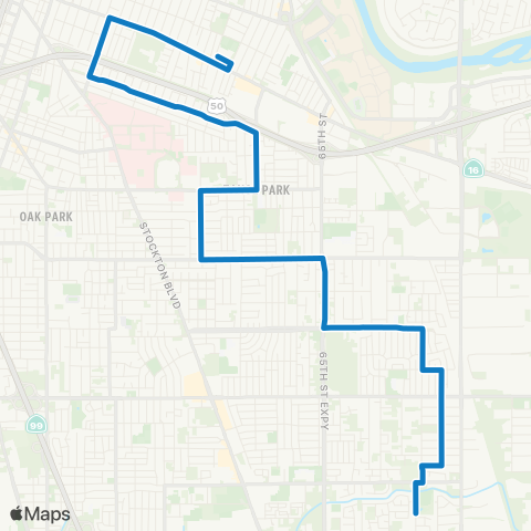 SacRT 14th Ave - 21st Ave map