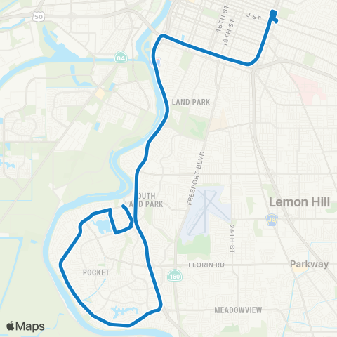 SacRT Pocket Rd - Riverside Blvd map
