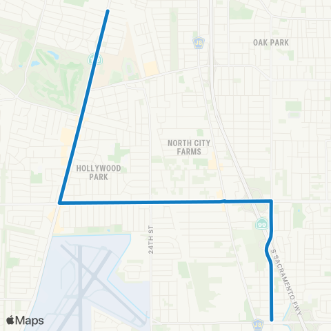 SacRT Freeport - Fruitridge - Ml King map