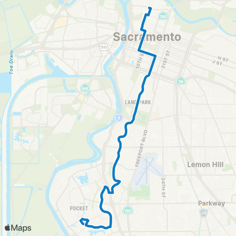 SacRT Land Park Commuter map