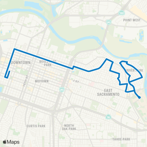 SacRT McKinley Commuter map