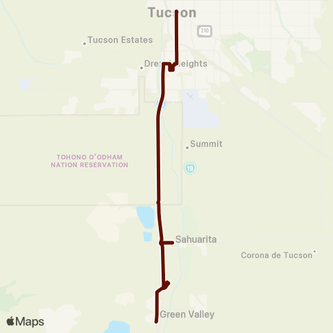 Sun Shuttle Green Valley / Sahuarita Express map